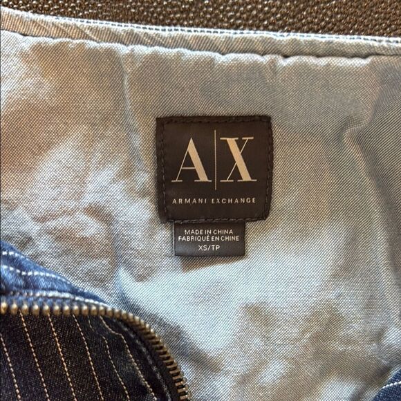 Armani Exchange Blue Denim Jacket with Pinstripe Pattern size XS - Picture 7 of 14